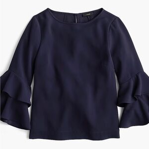 J. Crew Navy Tiered Bell Sleeve Top- Size 16